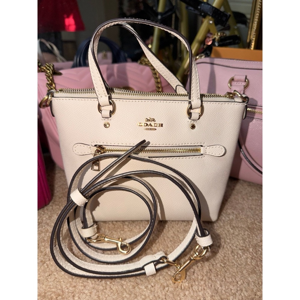 Coach Mini Leather Crossbody Tote Ivory With Crossbody Strap SUPER CUTE!!! - Picture 4 of 12